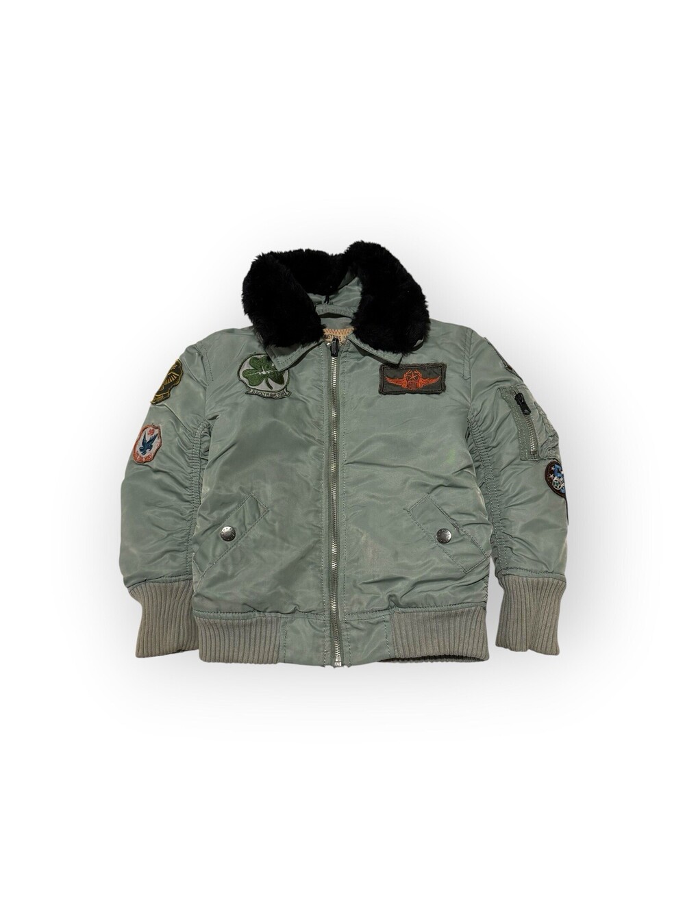 Alpha Industries Youth B-15A Flight Jacket Faux Fur Collar 6-8 Boys